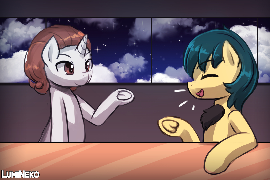#426 – A Unicorn And Pegasus Talk At A Table